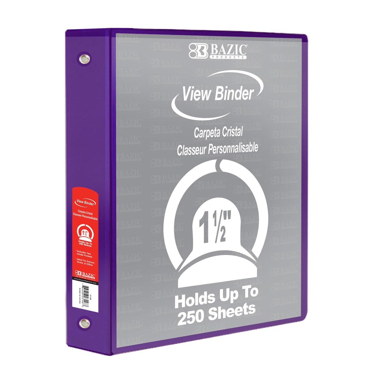 BAZIC 1.5" 3-Ring View Binder w/ 2-Pockets (11 Color Available)